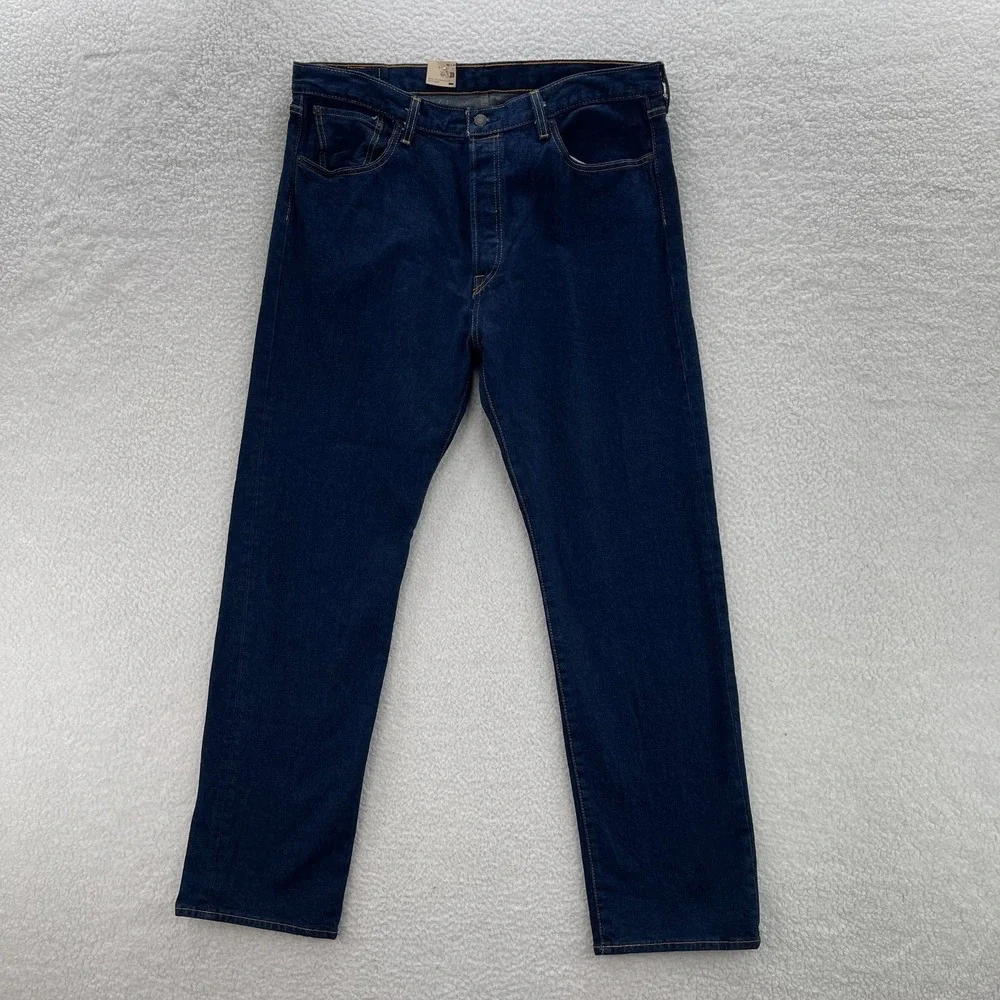 Levi's Jeans Men's 36x34 Blue 501 Original Straight Button Fly Dark Denim Grunge